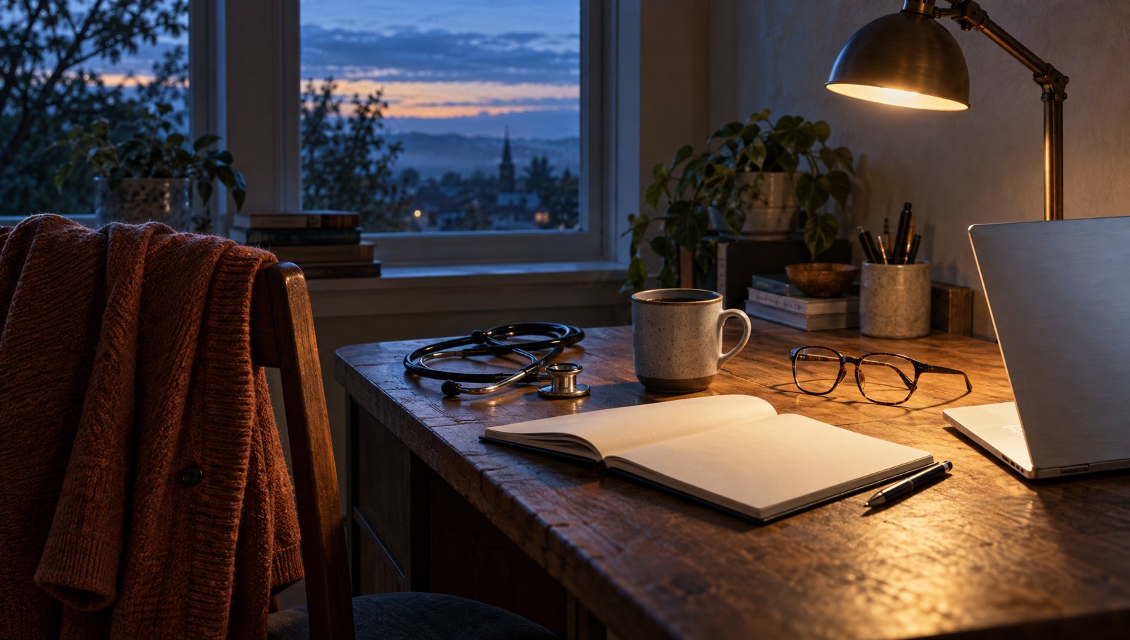 The provider's desk at dawn
