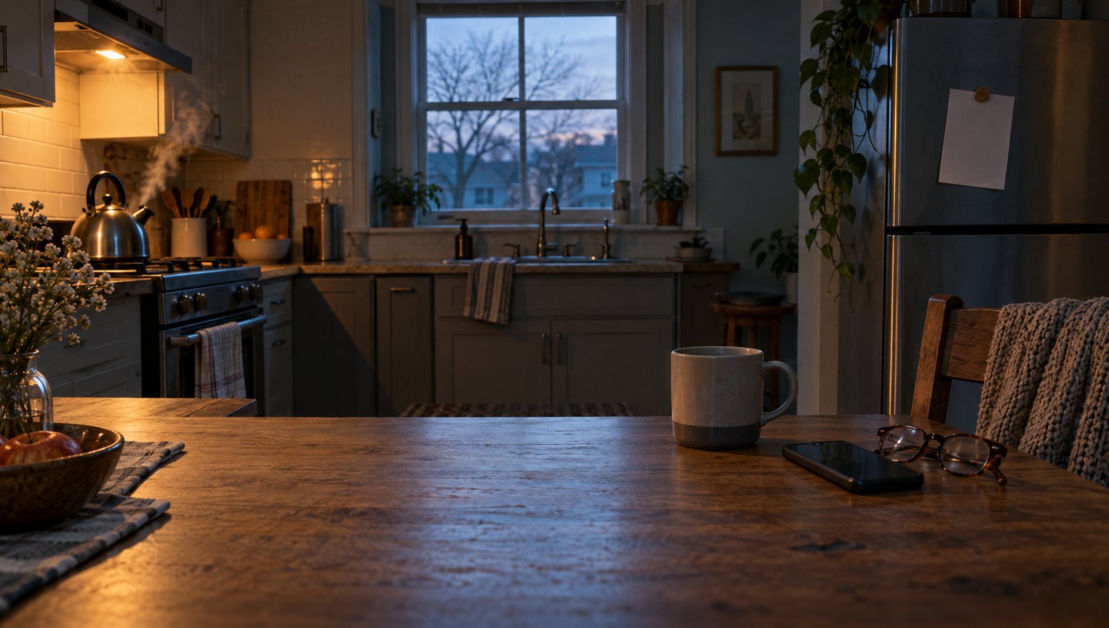 Her kitchen at dawn